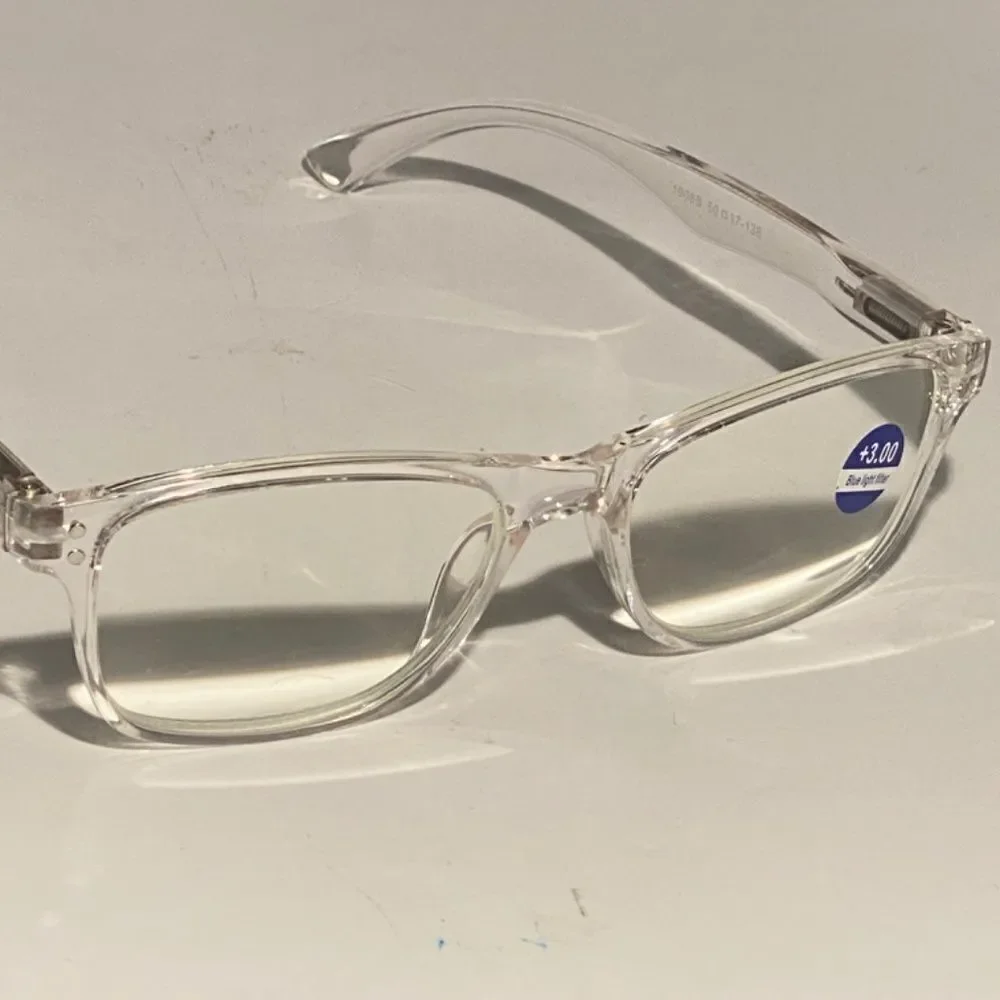 1444 Helen Reading Glasses 3.0 Readers Bluelight Filter Clear Frame NWT